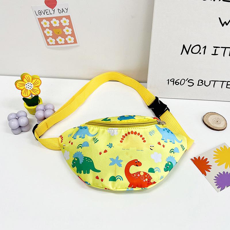 

New children s fanny pack cute cartoon little dinosaur boys crossbody bag fashionable girls change breast bag tide жёлтый