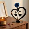 A Metal Rose Paired With A Heart-shaped Stand—a Creative Decorative Piece That Makes For An Ideal Gift.