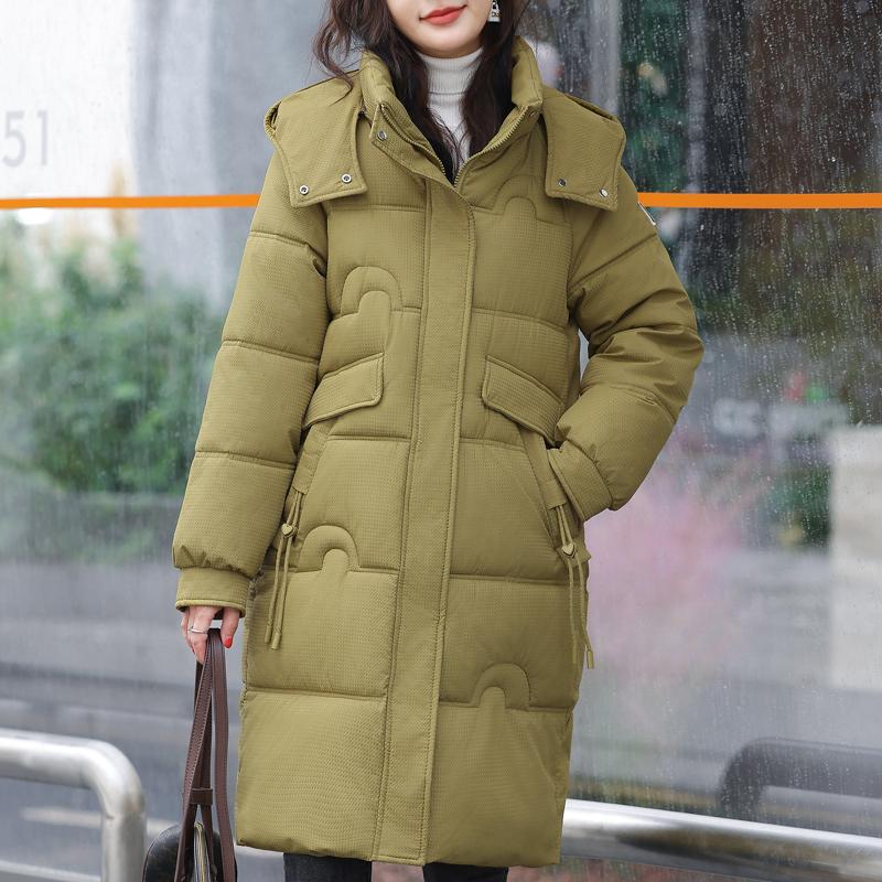 Zimní dlouhé kabáty pro ženy Kabát s kapucí Nová móda Silná teplá žena Parka Zimní bunda v korejském stylu