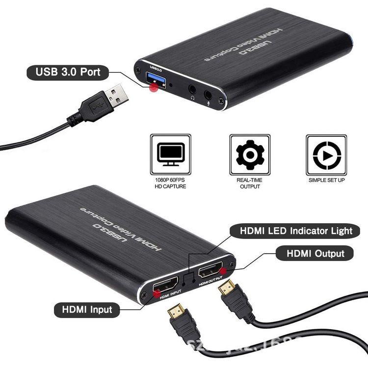 4K UHD USB 3.0 To HDMI Capture Card for Video, Game Streaming, and Recording