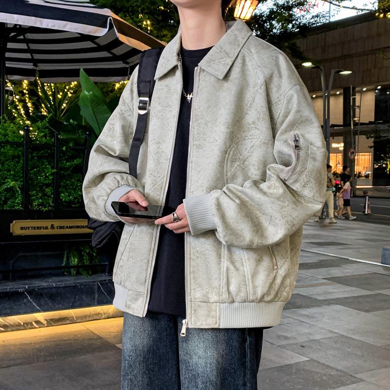 Men's Autumn & Winter Suede Plush Bomber Jacket - Loose Fit, Plus Size, Hong Kong Style