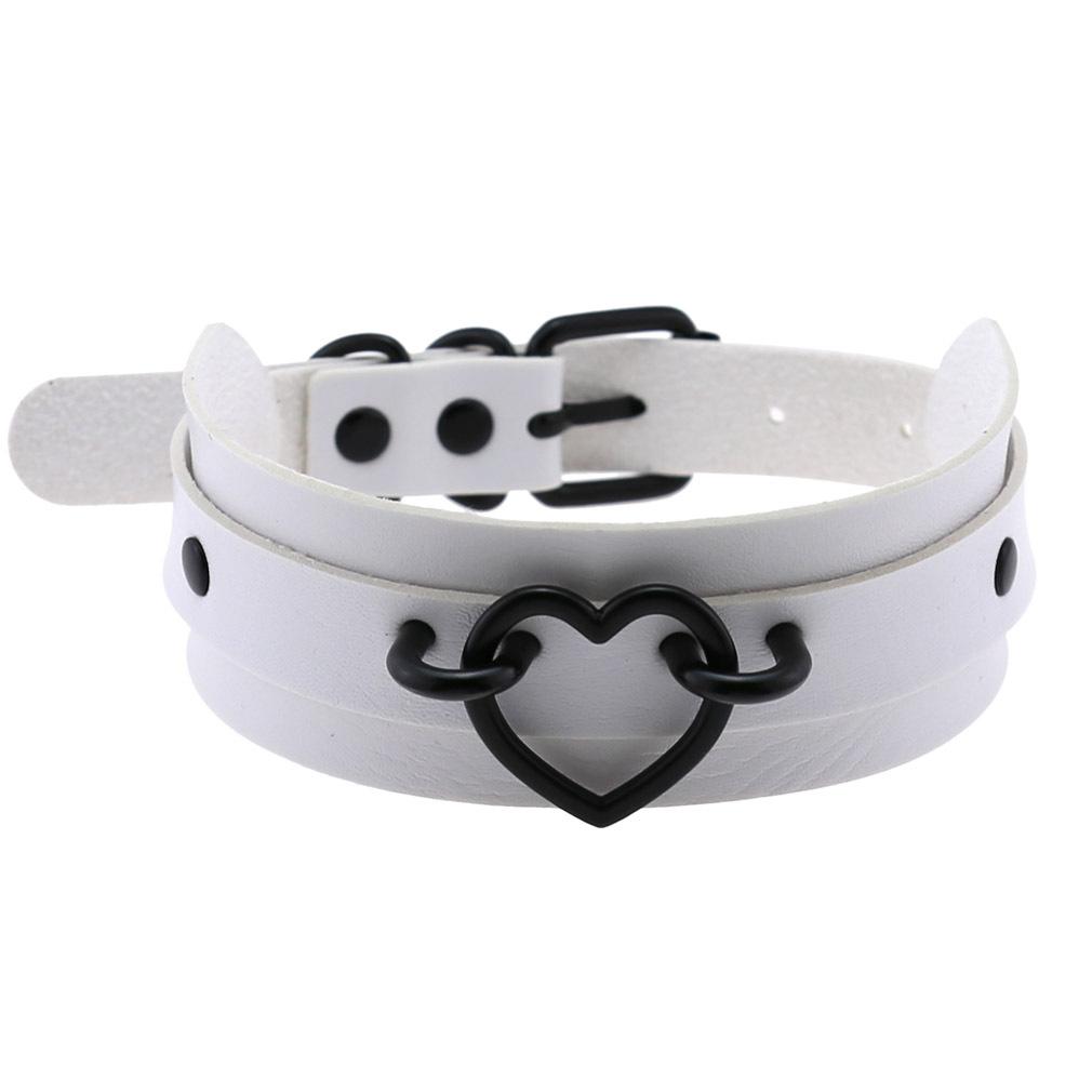 Trendy Sexy Punk Gothic Leather Heart Circle Choker Necklace Vintage Charm Women PU Collar Necklaces