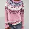 Europäischer & Amerikanischer Damen Lockerer Farbblock Rundhals Mode Pullover