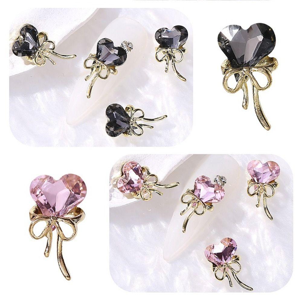 10PCS Crooked Heart Nail Art Charms Translucent Nail Jewelry Manicure Charms  DIY Decoration