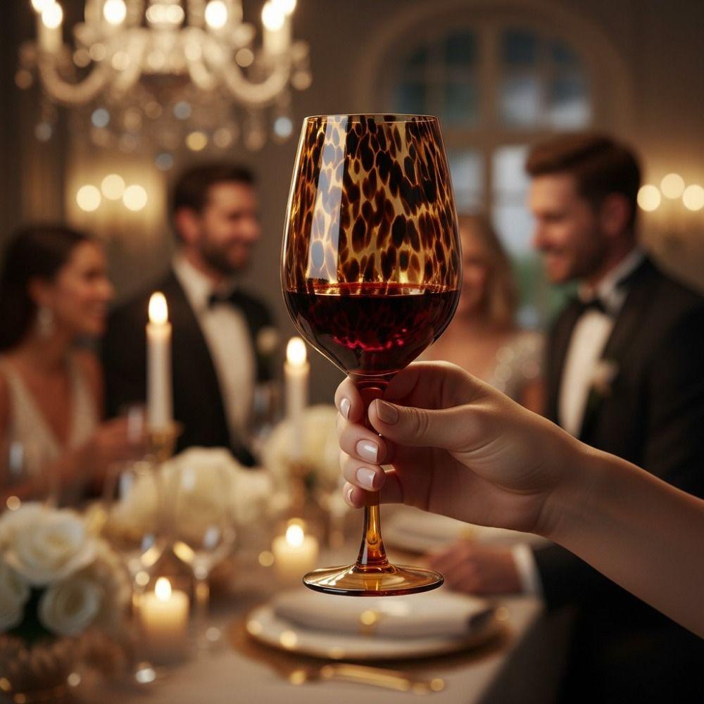 Szklany Kieliszek Highball w Cętki Leoparda Vintage Kubek na Napoje Elegancki Kieliszek do Wody Stół Jadalny