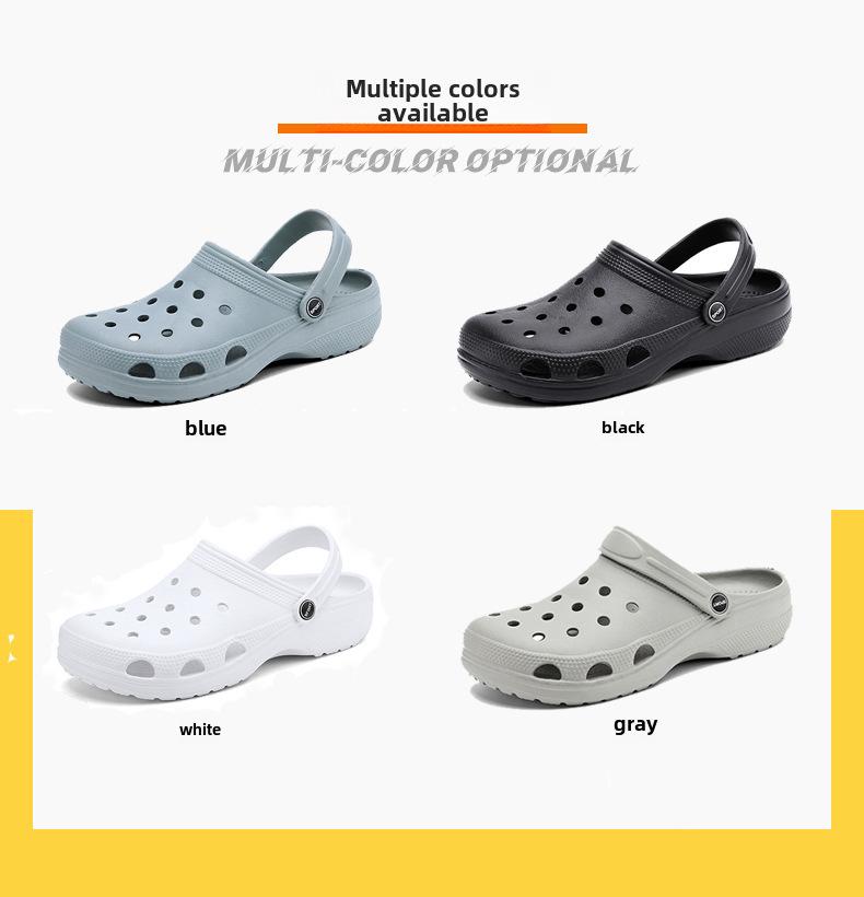 Men's and Women's Summer Garden Sandals - Solid Color Baotou Beach Shoes for Couples