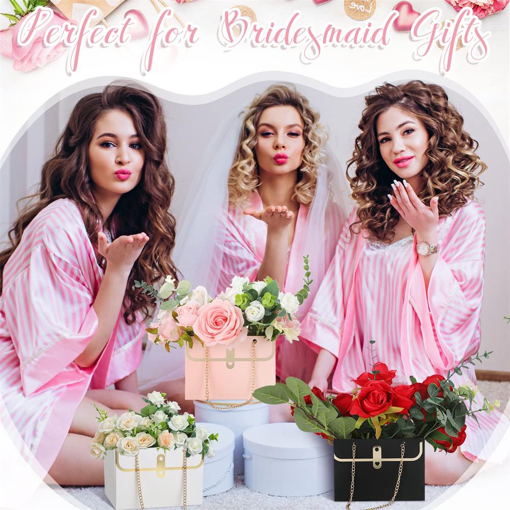 4PCS Portable Flower Box Rose Packaging Wrapping Gift Bag Shop Wedding Valentine's Day Birthday Party Paper Bag Box