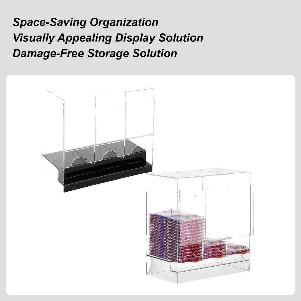 3-Slot Booster Card Storage Box Booster Pack Dispenser Acrylic Deck Storage Case Display Protector Container Organizer Box
