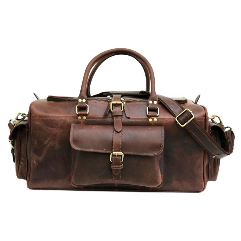 

MaheTri The Richardson Duffle Premium Leather Travel Duffel Bag with Spacious Main Compartment & Adjustable Shoulder Strap for Men & Women 20 Inch коричневый