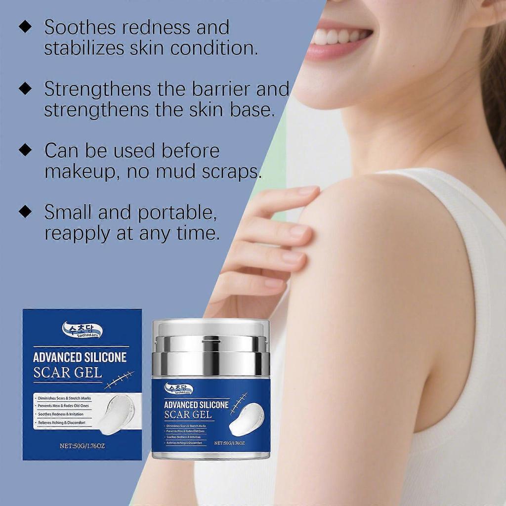 Advanced Silicone Scar Gel for Face & Body - Silicone Scar Cream for Old & New Scars, Reduces Appearance of Scars from Acne, Surgery, Burns, Injuries,