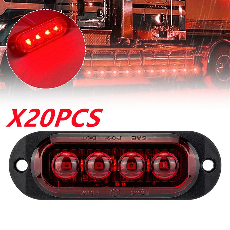 20PCS Red Yellow White Car Trailer Lighting Truck LED Side Lights Marker Clearance Warning Lamp 12-24V Universal for Car Truck красный