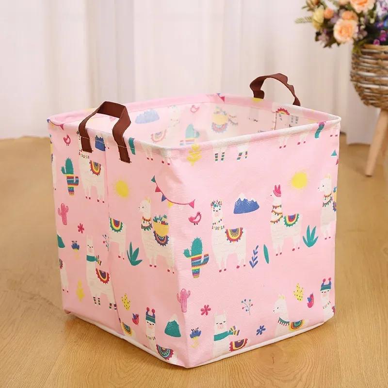 32x32x32cm Oxford Stampa Carina Pieghevoli Cesti Contenitori Contenitori Vestiti Scatole Mini da Scrivania Organizer Trucco Libro Giocattolo per Bambini