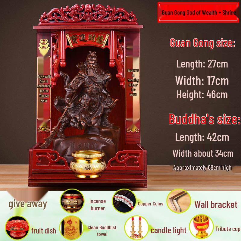 Guan Gong God of Wealth Statue - Attracts Prosperity, Worship Niche Decor.
