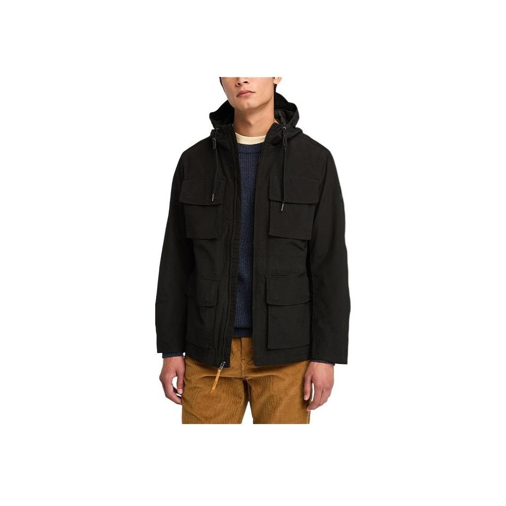 Timberland Versatile Hooded Multi-Pocket Outdoor Long Sleeve Work Jacket Men jackets Black A5MCM-001