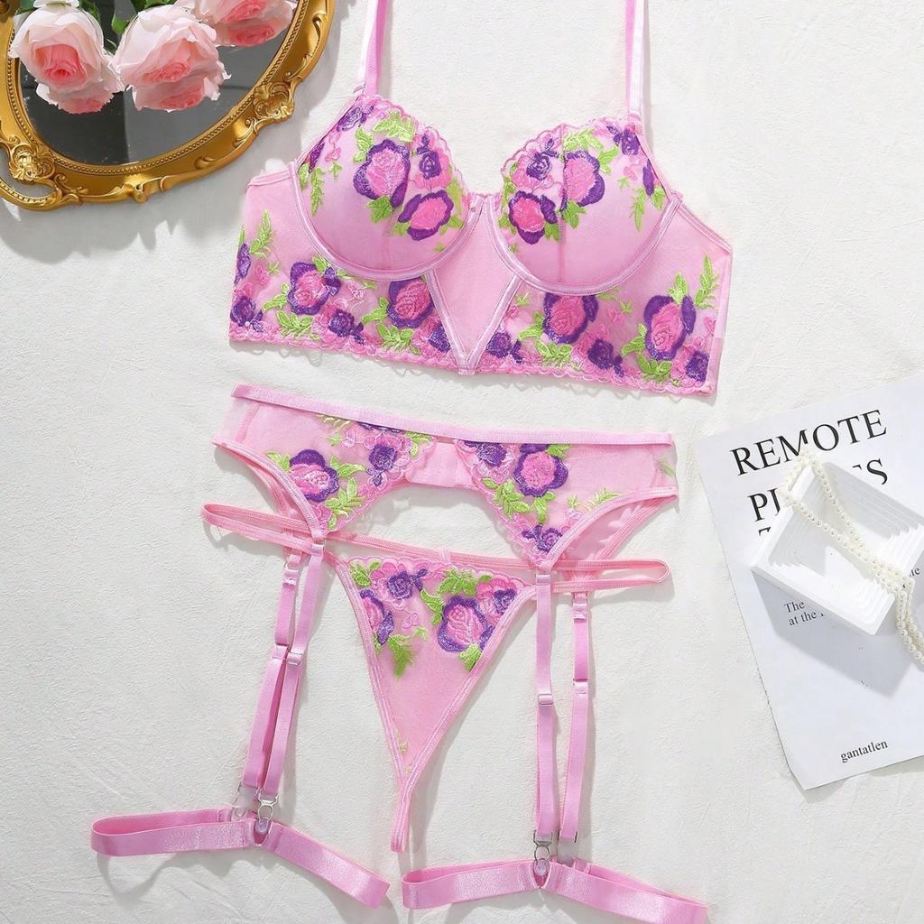 European and American sexy lace suit women's mesh perspective fashion embroidery lace pure desire sex suit