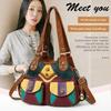Borsa a tote con blocchi di colore da donna, borsa a tracolla crossbody vintage