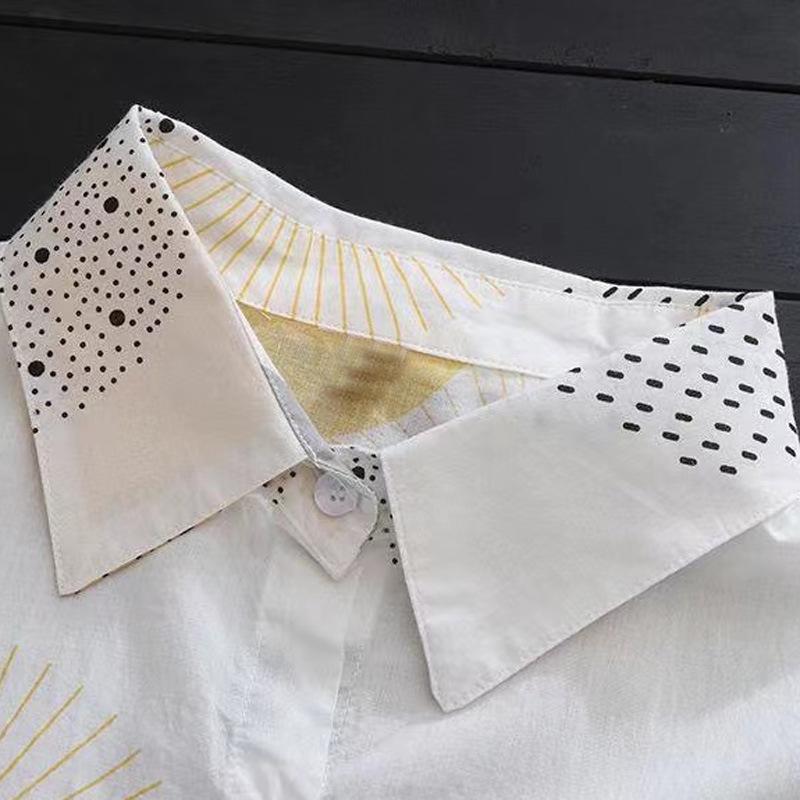 Camisa Estampada de Protección Solar para Mujer - Holgada, de Longitud Media, Talla Grande, Top de Verano