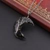 Chakela Natural Crystal Gravel Resin Winding Tree Of Life Moon Pendant Crescent Necklace N755