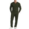 Men  Trend  Fashion  Leisure  Round Neck  Button  Upper Garment  Trousers  Set