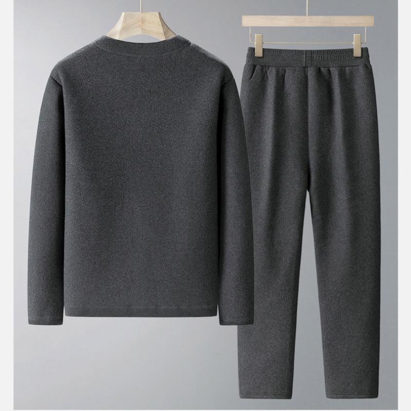 Giacca felpa spessa e larga foderata in lana autunnale e invernale, set di pantaloni casual da uomo