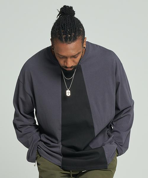 Tener Front Color Block Boxy Tee Charcoal F