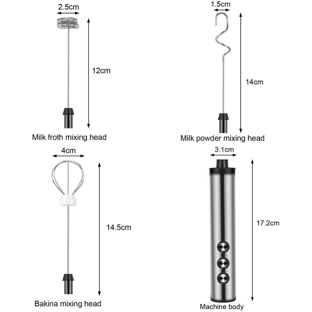 USB Elektrischer Milchaufschäumer 3 Geschwindigkeiten Cappuccino Kaffee Schäumer 3 Schneebesen Handheld Eierrührgerät Heißschokolade Latte Getränkemixer