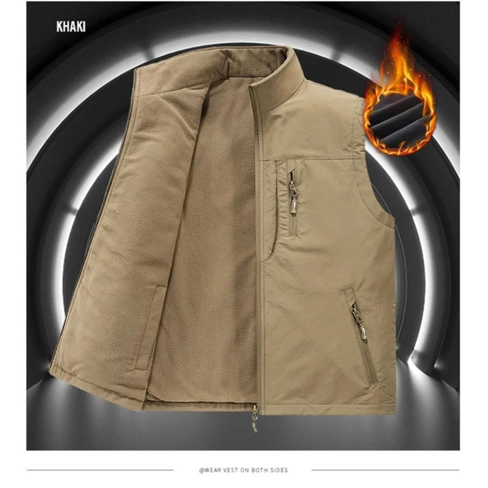 Autumn Winter Thickened fleece double-sided vest Men's Vest Jacket Warm Outerwear slim fit Jacket Casual Style Daily