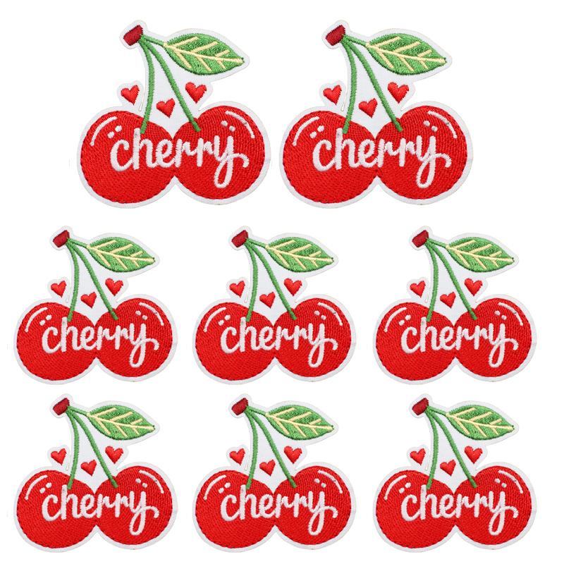 10pcs /Set Fruit Cherry Embroidered Patches Diy Hats Jackets Sew Patch Badges Iron On Patches For Clothing Accessories Applique