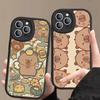 Cartoon Capybara Leather Phone Case For IPhone 16 16e 15 14 13 12 11 Pro Max Plus Mini Cover
