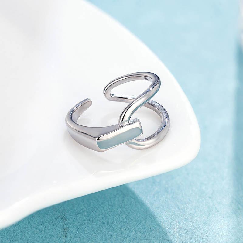 Cold Wind Irregular Lines Open Ring Titanium Steel Electroplated Ring Women's Simple and Exaggerated Accessories