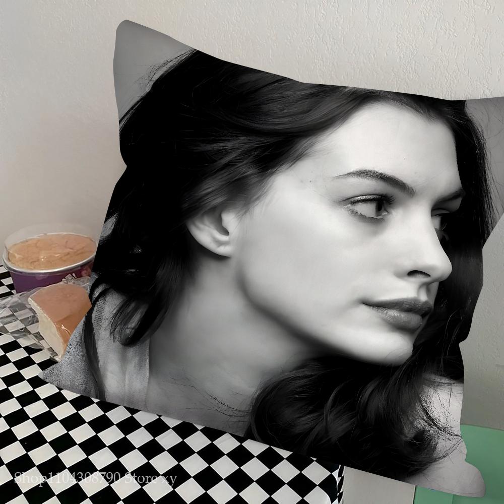 Anne Hathaway Pillow Case Square Pillow Bedroom Sofa Leisure Comfort Cushion Car Living Room Home Decoration