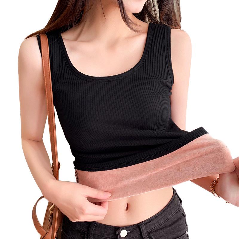 Women's Fleece-Lined Self-Heating Winter Vest - Korean Style, Plus Size, Sleeveless Base Layer