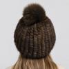 Winter Women Natural Mink Fur Hat Hand Knitted Warm 100% Genuine Mink Fur Cap Russia Lady Real Mink Fur And Fox Fur Pompoms Hats