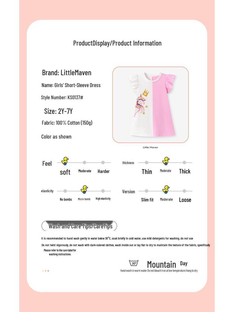 Little Maven Summer Cartoon Dresses for Girls - European Style