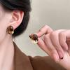 Maillard Style Round Resin Earrings, Stud Earrings, Simple Earrings Design Sense