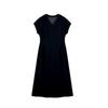 Women's summer casual short-sleeved dress women's summer new three-dimensional pleated design waist and thin V-neck dress