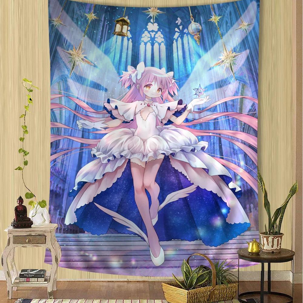 Puella Magi Madoka Magica Tapisserie de Dessin Animé Tapisseries Murales Bohèmes Mandala Décoration de Maison