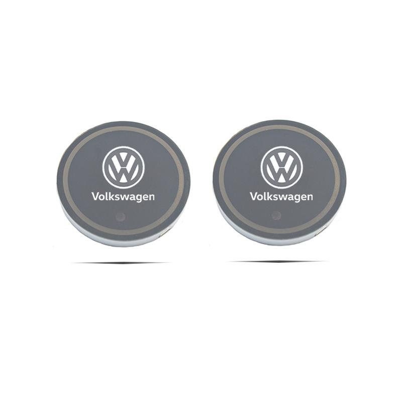 For VOLKSWAGEN VW Color Luminous Car Water Cup Coaster Holder Car Led Atmosphere Light For Volkswagen Golf Polo Passat b6 Tiguan