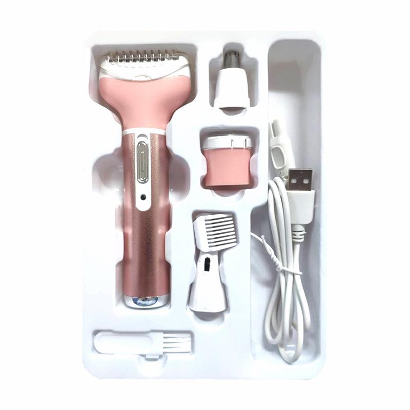 4-in-1 Women's Electric Shaver with USB Charging - Eyebrow Trimmer, Hair Removal for Sideburns, Underarms, Legs, and Bikini Area
