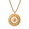 Fashionable and Atmospheric Hollow Sun Pendant Accessories Retro Chain Compass Necklace