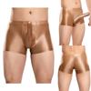 Breathable Low Rise Boxer Briefs with Sheath Pouch and Elastic Waistband for Men Glossy Swim Trunks Loungewear Sleep