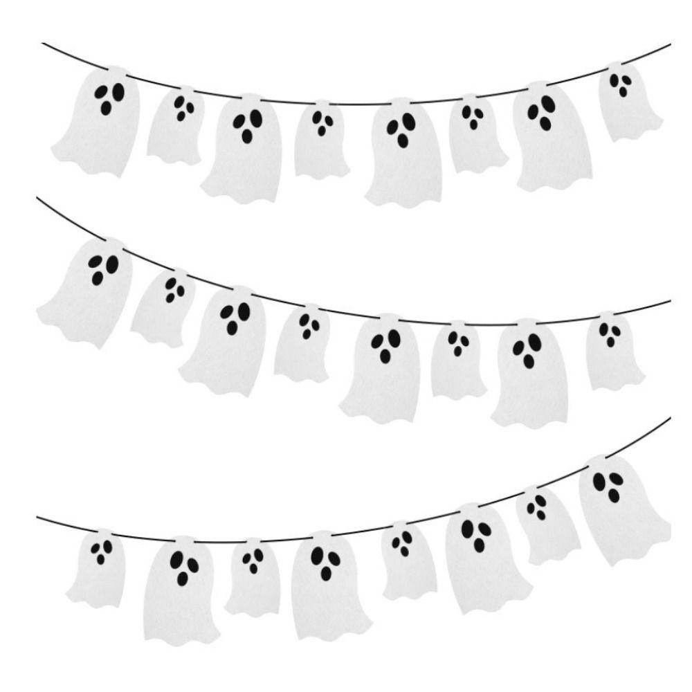 Paper Halloween Ghost Banner Funny Pull Flower Decoration Props Supplies Ghost Flag  Bar