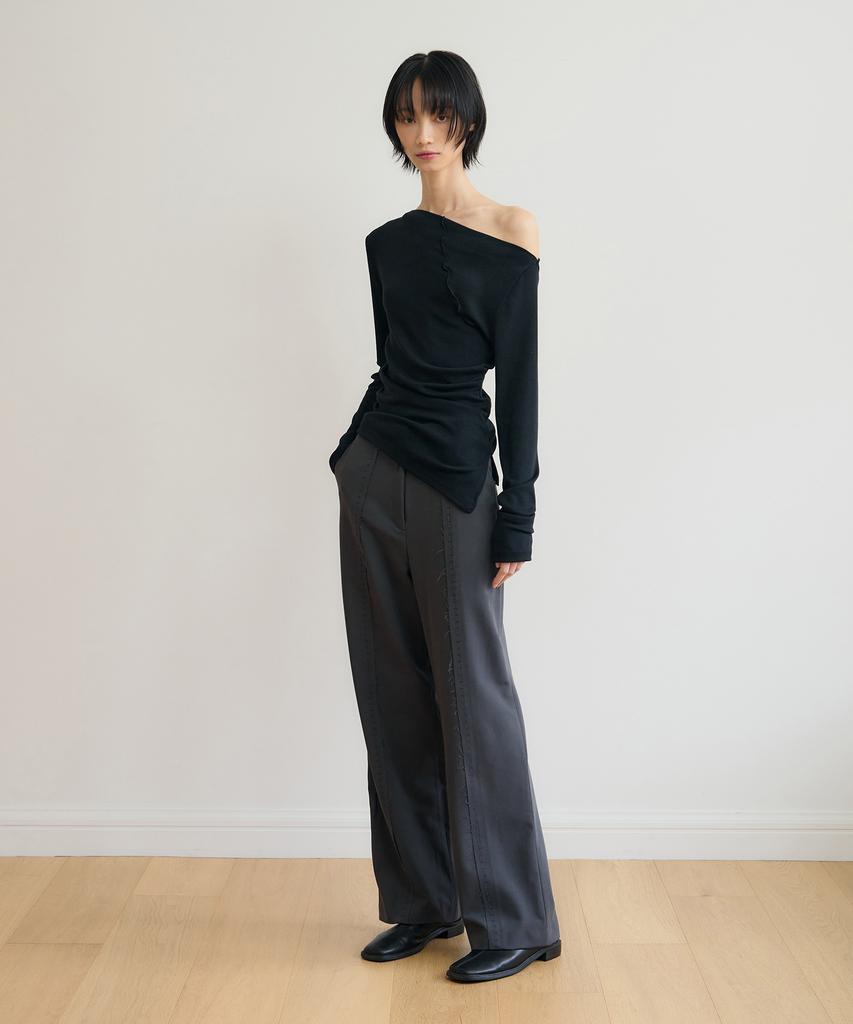 SIS A Smoke Cutout Wide Slacks [Charcoal]