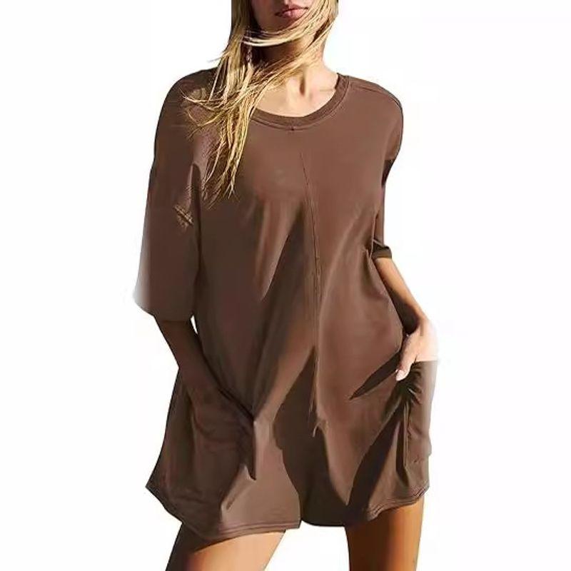 Casual Jumpsuit2024 European American Summer New Women's Clothing Loose Casual Short Sleeve V Neck Open Back Jumpsuit