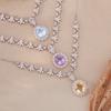 Natural Topaz Citrine Amethyst Pendant Necklace Women'S S925 Sterling Silver Colored Treasure Set Chain Jewelry