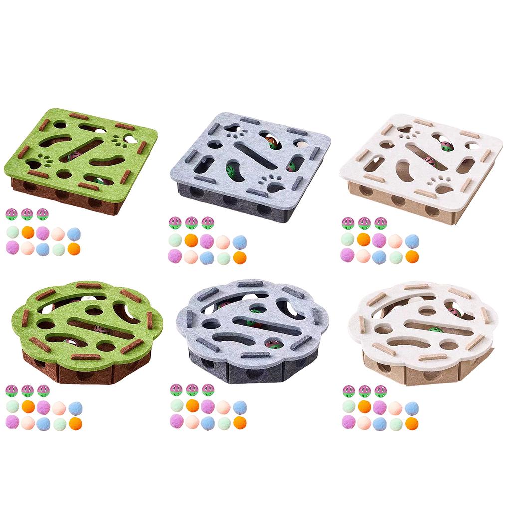 Interactive Cat Puzzle Toy with Bell Ball Felt Puzzle Box Indoor Sports Entertainment Hunting Cat Toys for Cats