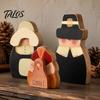 Rustic Harvest Tiered Tray Ornaments 3Pcs Thanksgiving Wooden Tabletop Decor, Pilgrim Couple & Turkey Table Signs, Vintage Autumn Display Farmhouse