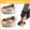 Pu Leather Womens Belt With Metal Bow Knot Buckle For Casual And Office Style