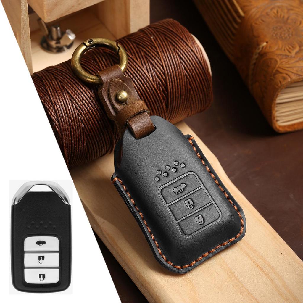Genuine Leather Key Cover for Honda Civic & Accord - Full Wrap Cowhide Protection