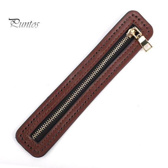 Faux Leather Bag Zipper Strip Stainless Clothing Luggage Faux Leather DIY Sewing Zipper Chain with Sewing Holes